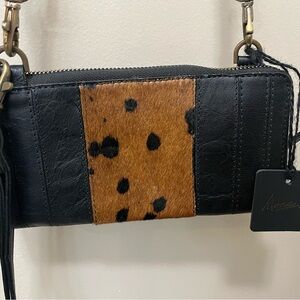 Mona B. Bailey Genuine Leather and Cowhide Crossbody/ Wristlet/ Wallet Bag